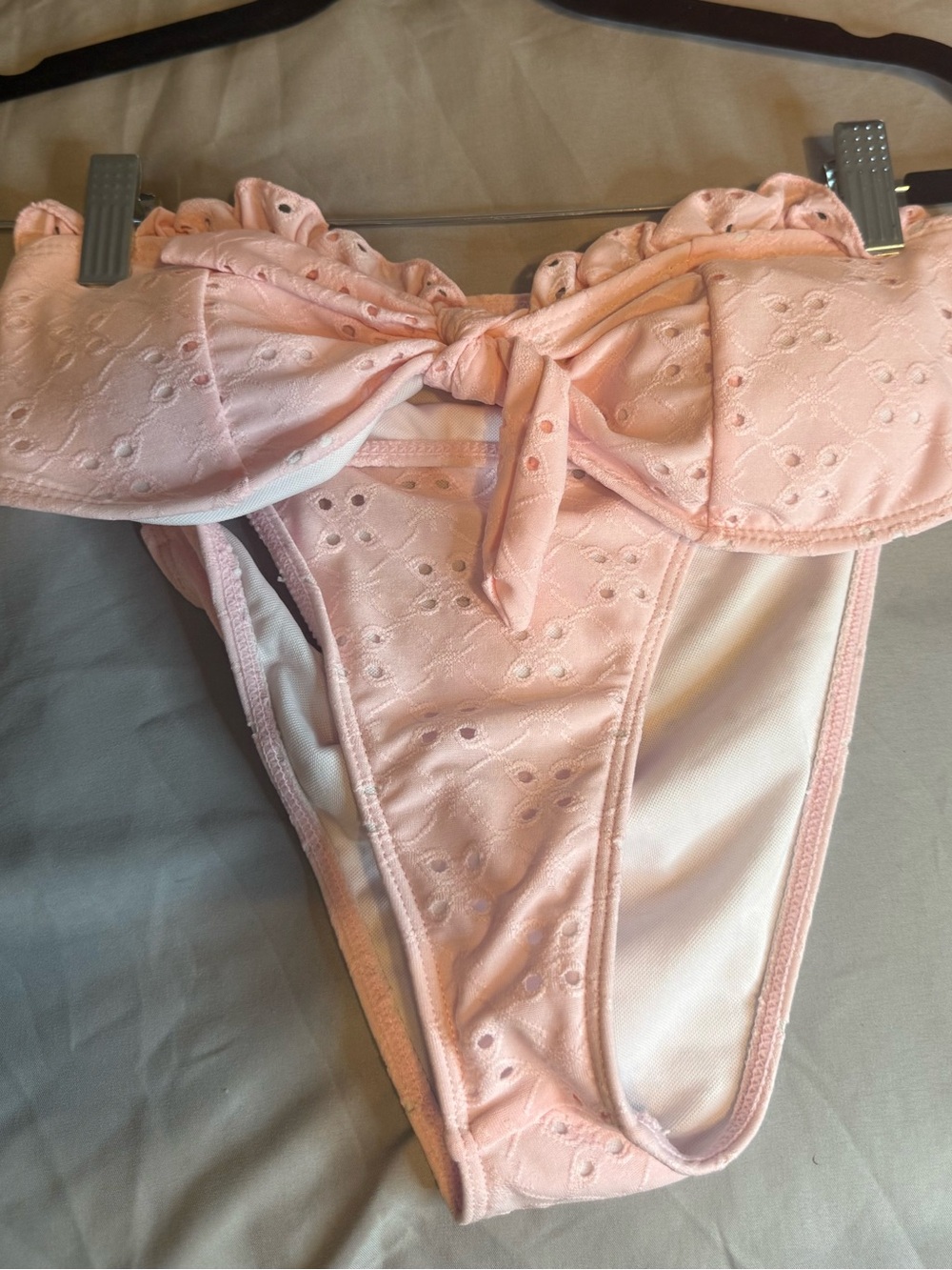 Women’s Eyelet Bikini set - Light Pink